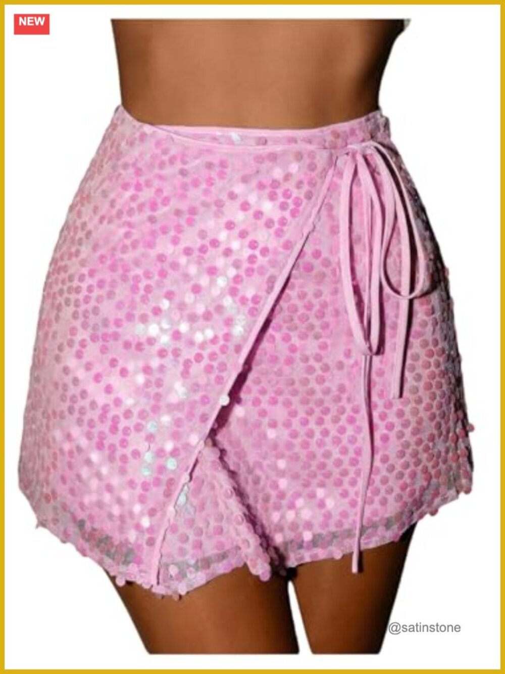 Sparkly Sequin Mini Skirt High Rise Wrap Tie Side Y2k Night Out